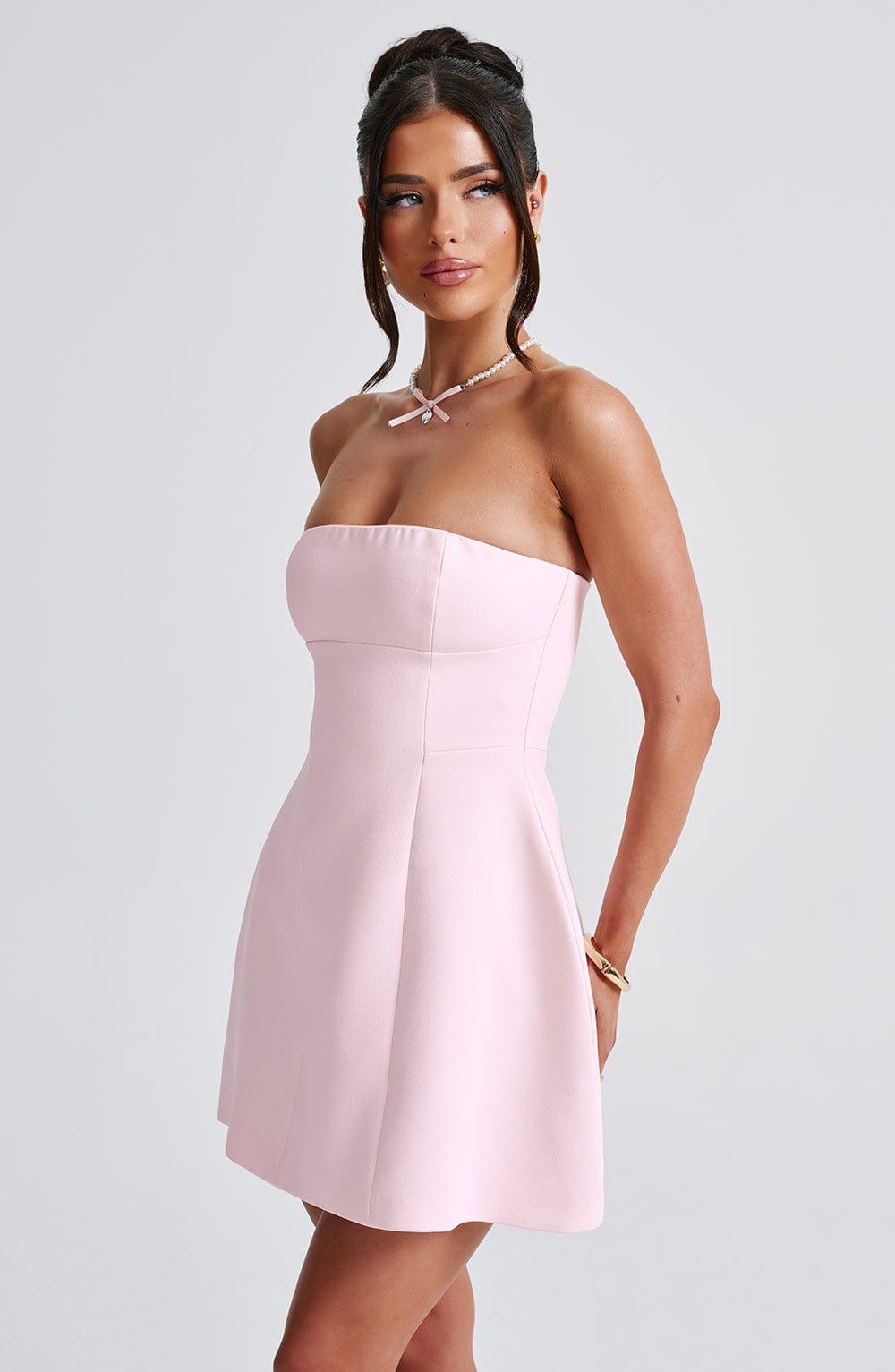 Vestido Mini Rosa Crepé Burbuja Asha