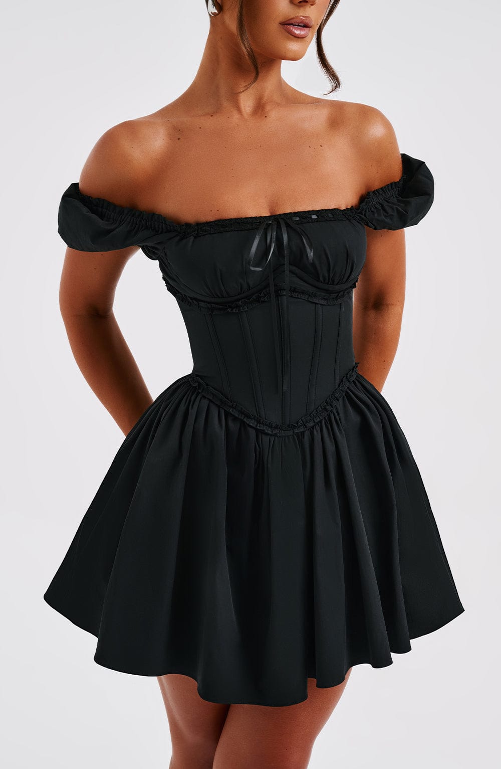 Vestido Mini Negro Corazón Terciopelo Penélope
