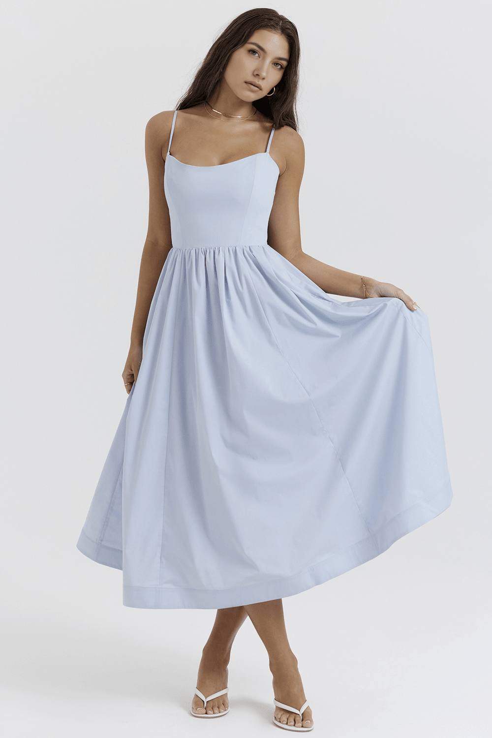 Vestido Midi Azul Crepé Sofía