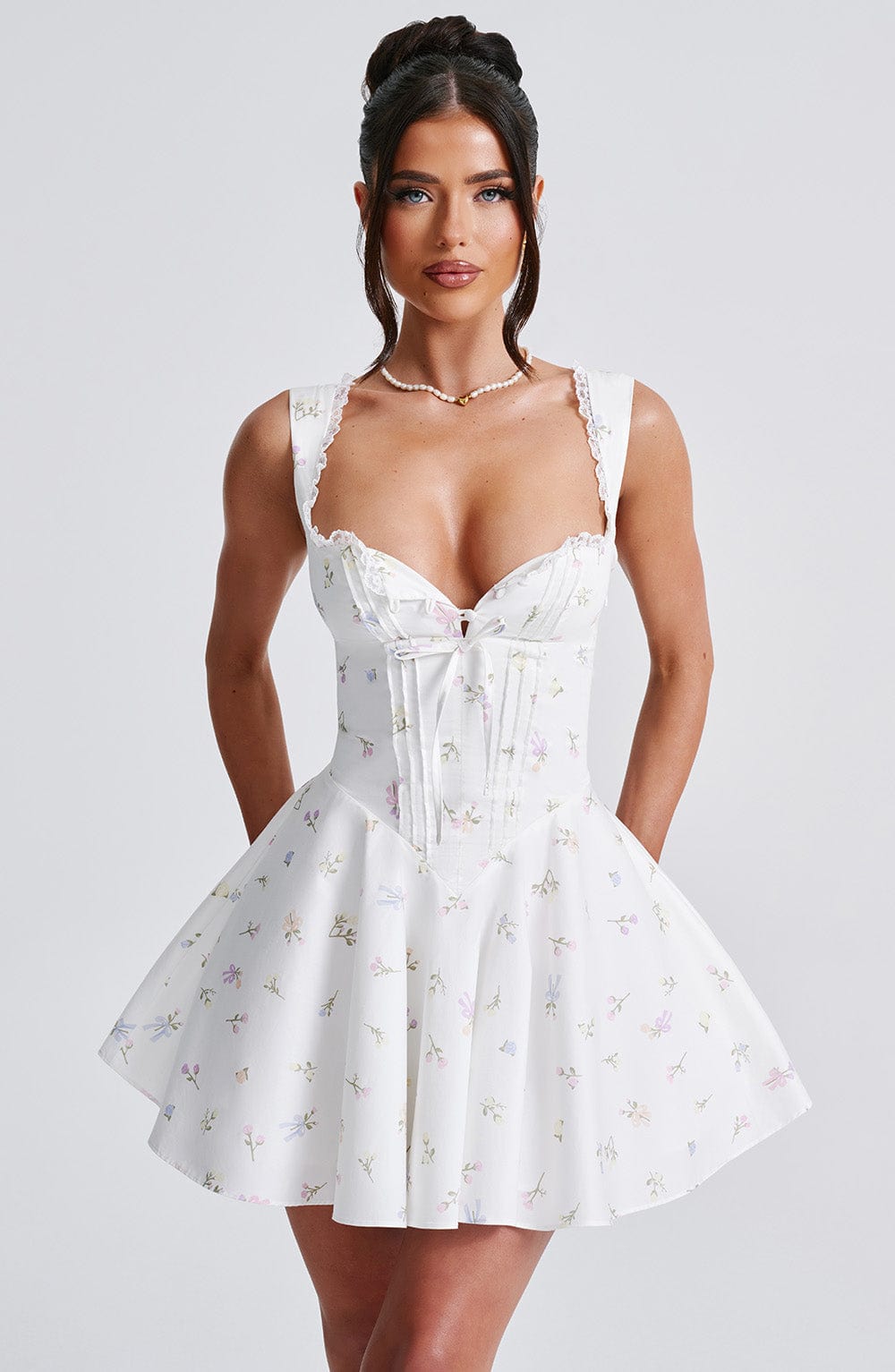 Vestido Mini Floral Corsé Botones Antonela