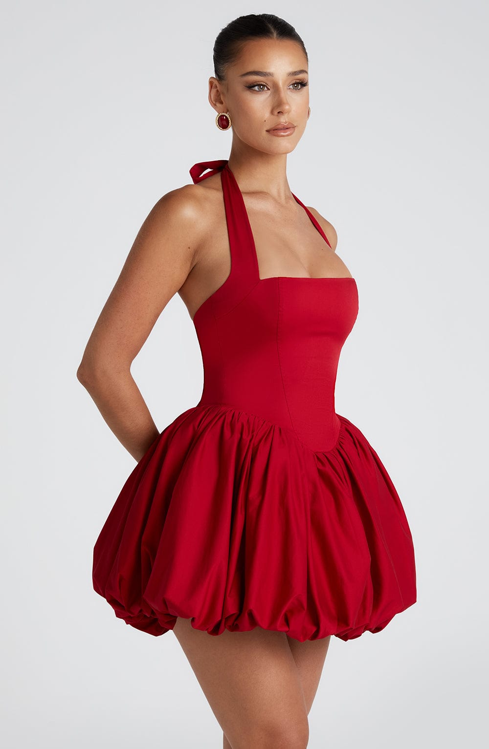 Vestido Mini Rojo Halter Corsé Martina