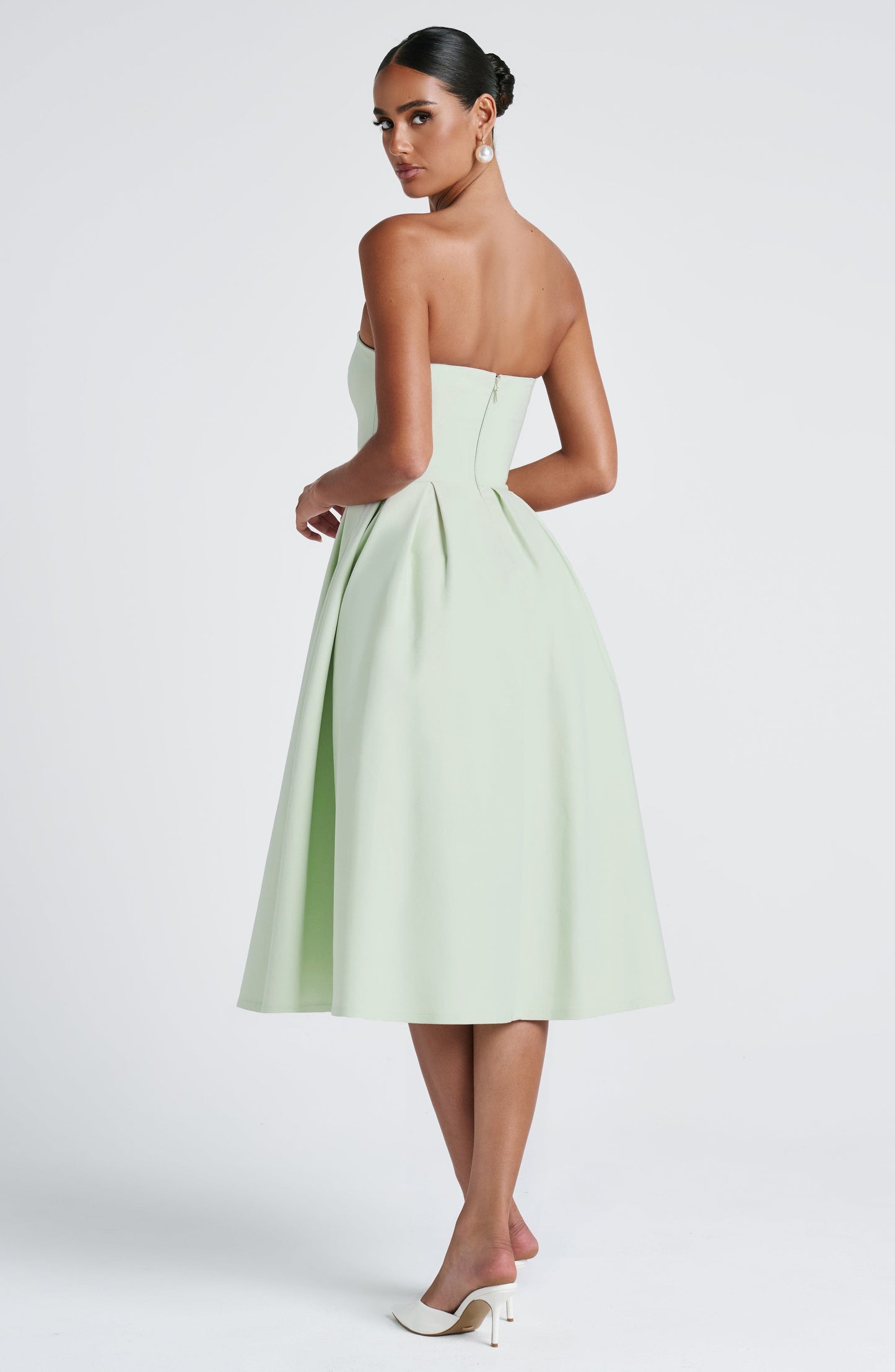 Isalina Strapless Green Mint Midi Dress