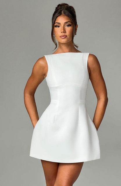 Laura White Bubble Mini Party Dress