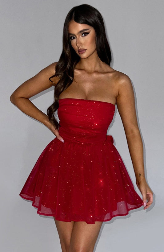 Vestido Mini Rojo Corsé Catalina