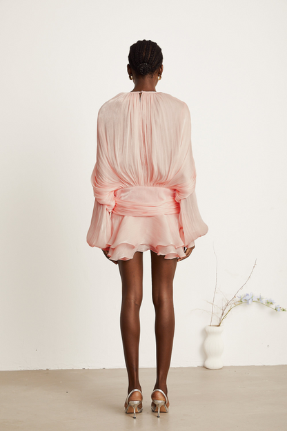 Vestido Mini Rosa Fiesta Lazo Olivia