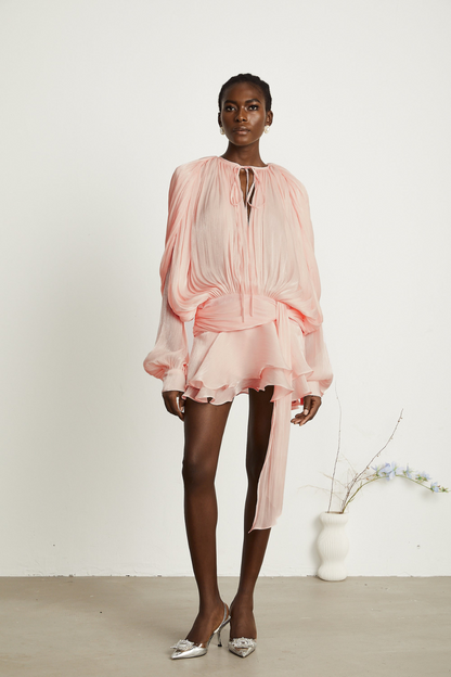 Vestido Mini Rosa Fiesta Lazo Olivia