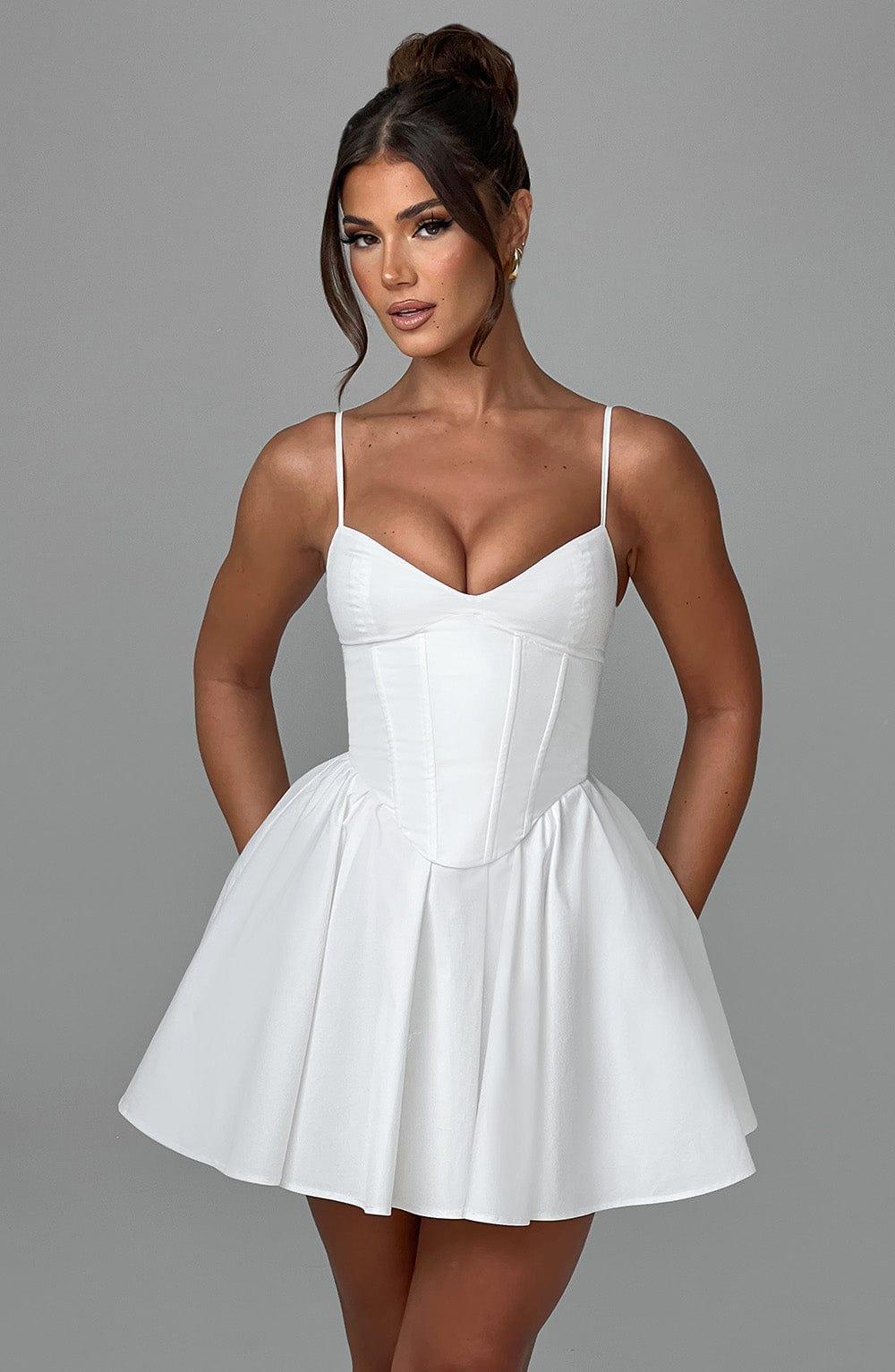 Vestido Mini Marfil Espalda Corsé Ana