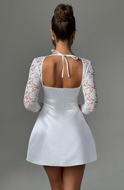 Vestido Mini Marfil Satén Burbuja Marina