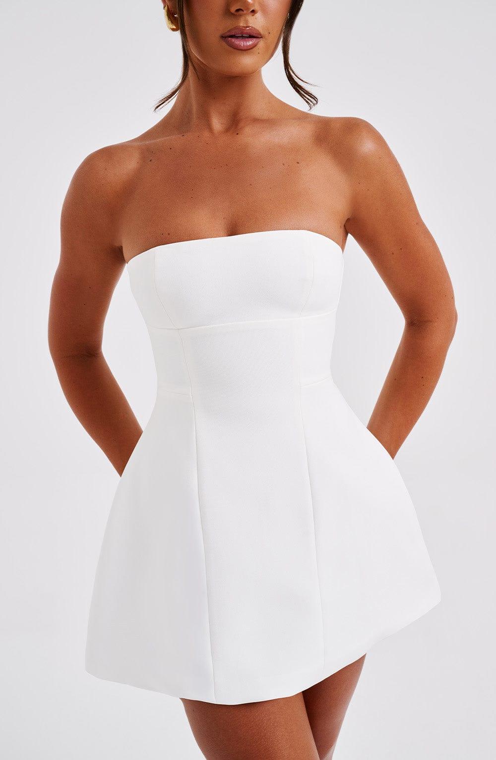 Vestido Mini Marfil Crepé Burbuja Asha