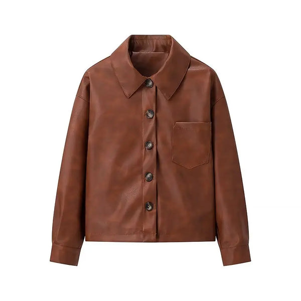 Lapel Leather Jacket for Women