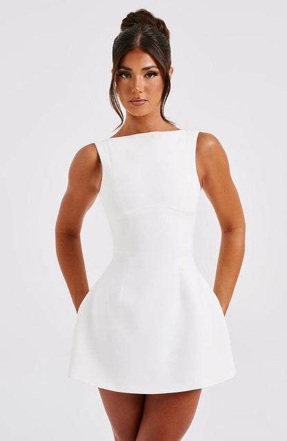 Laura White Bubble Mini Party Dress