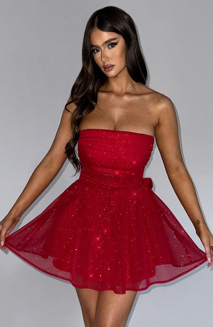 Vestido Mini Rojo Corsé Catalina