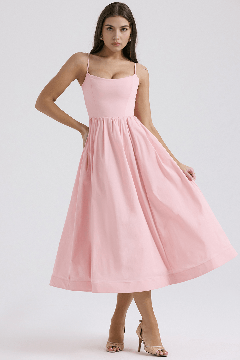Vestido Midi Rosa Crepé Sofía