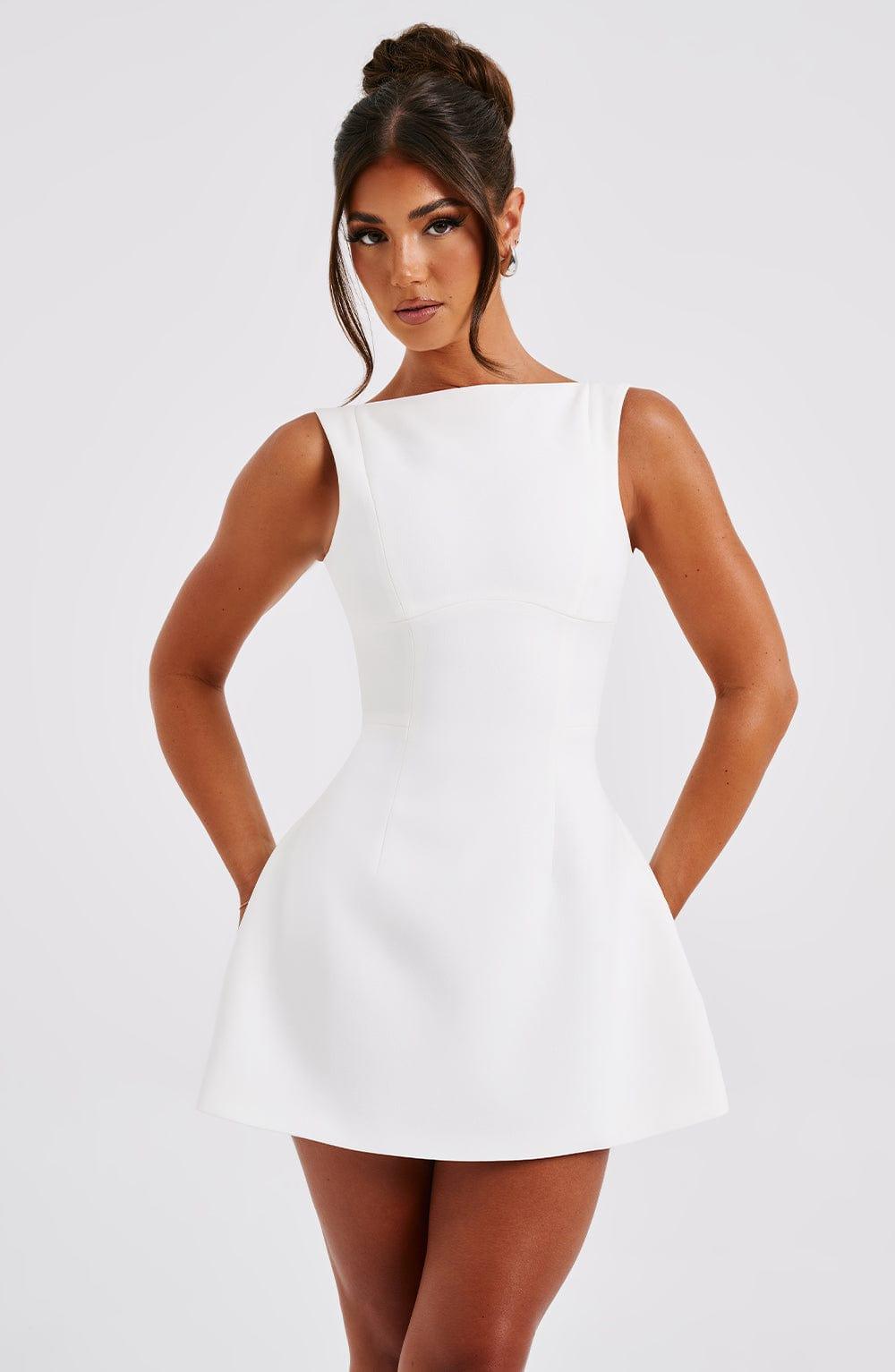 Laura White Bubble Mini Party Dress