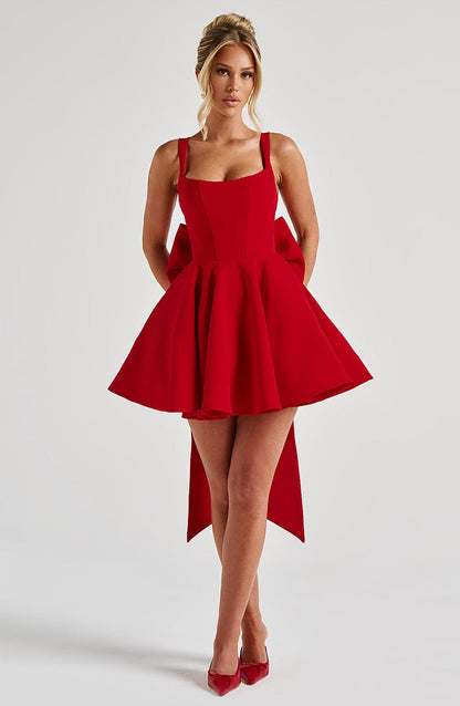 Vestido Mini Rojo Círculo Corsé Rita