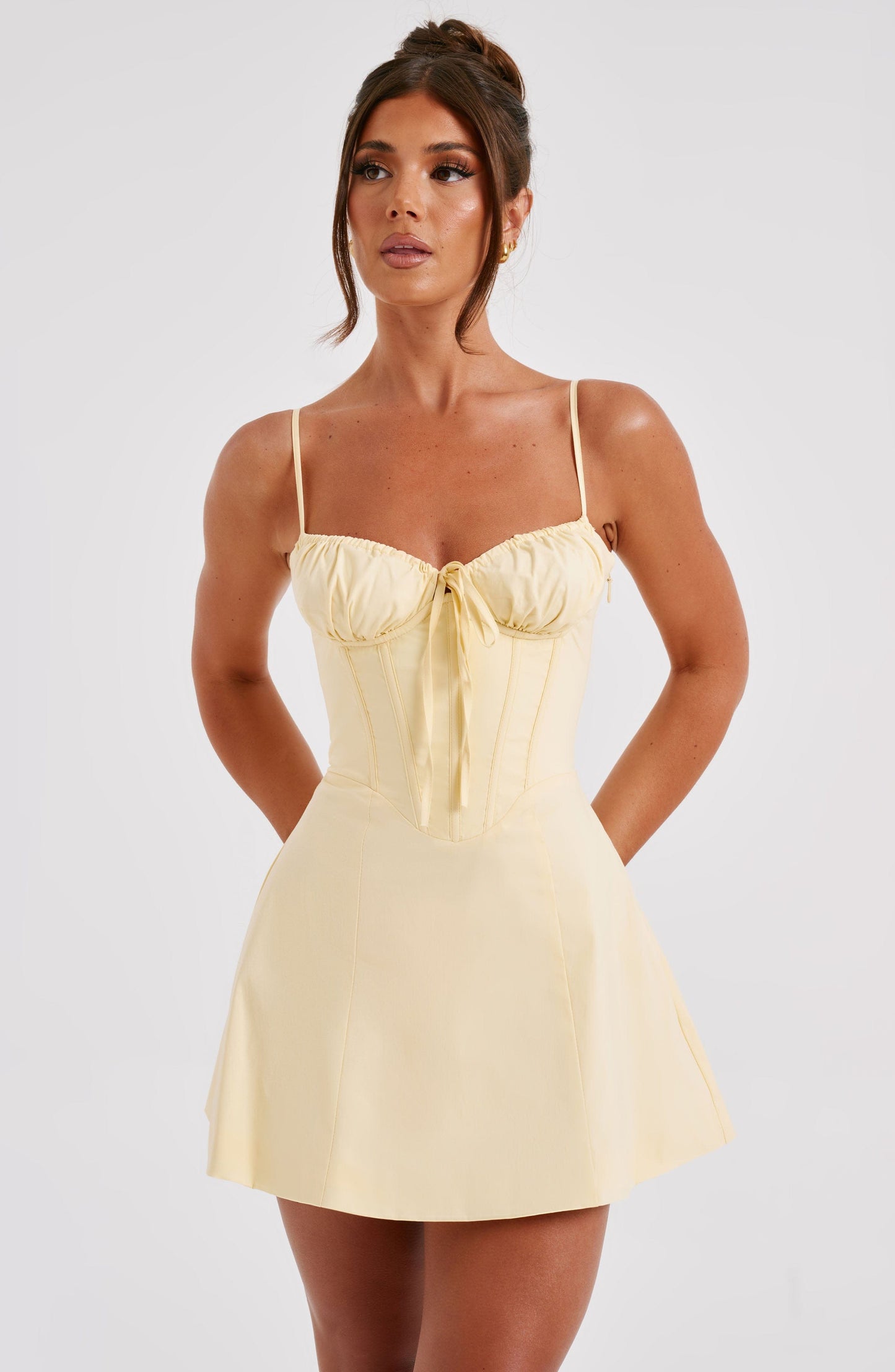 Vestido Mini Amarillo Algodón Corsé Carmen