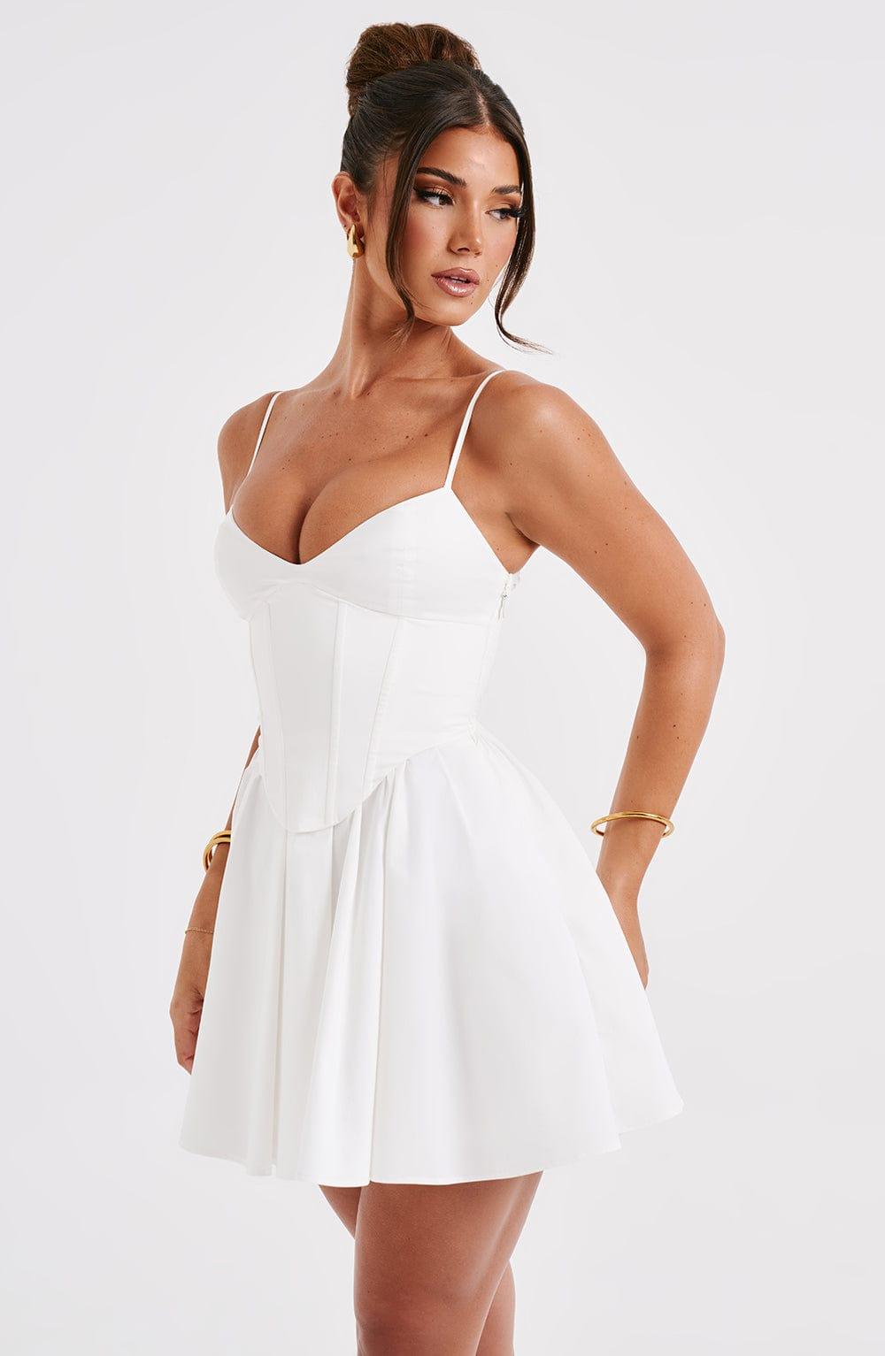 Vestido Mini Marfil Espalda Corsé Ana