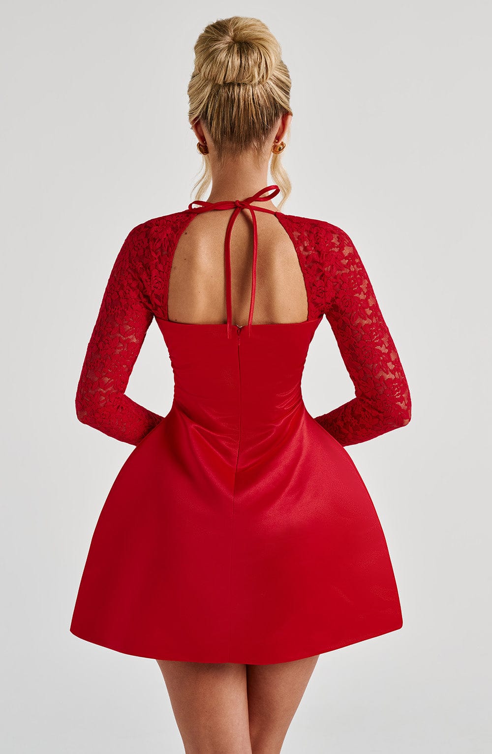 Vestido Mini Rojo Satén Burbuja Marina