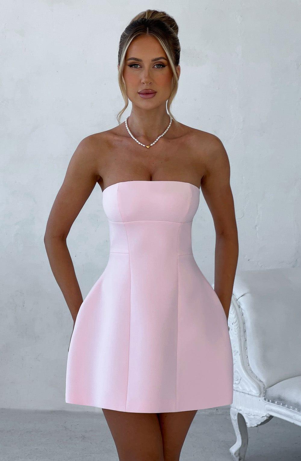 Vestido Mini Rosa Crepé Burbuja Asha