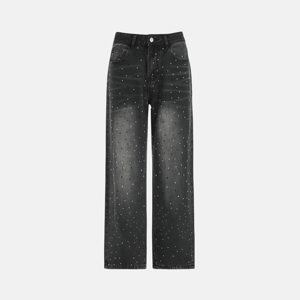 Jeans mit weitem Bein in Schwarz