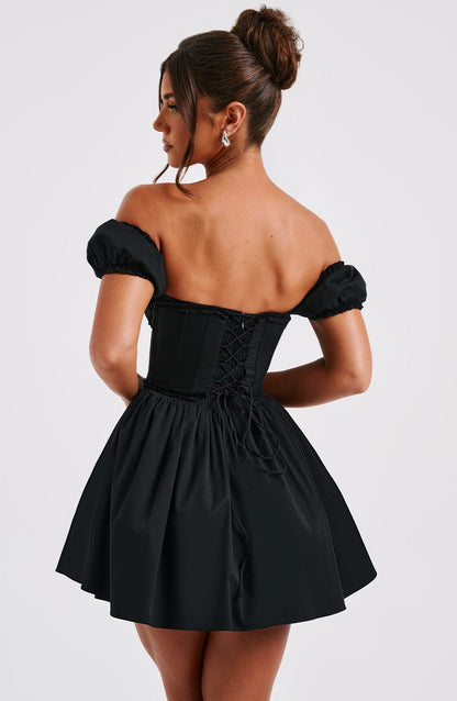 Vestido Mini Negro Corazón Terciopelo Penélope