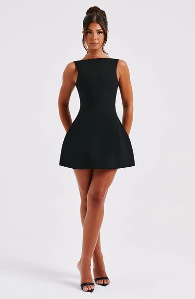 Vestido Mini Negro Fiesta Burbuja Laura