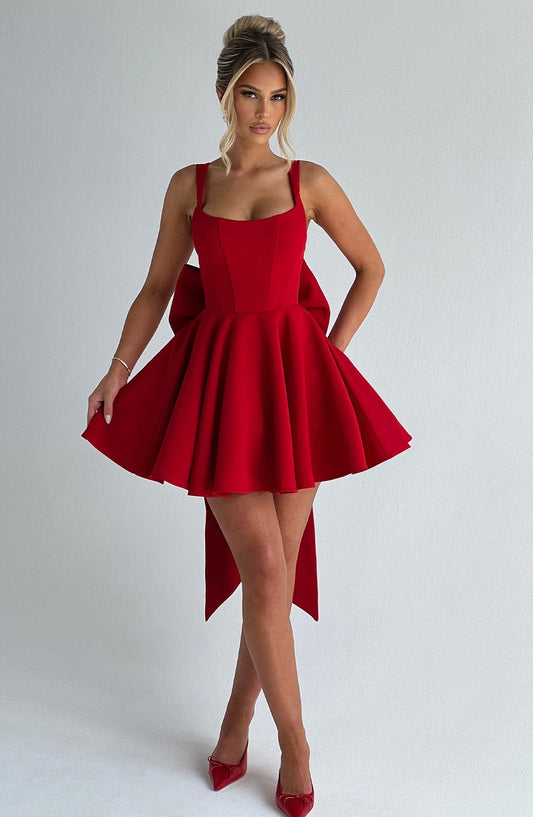 Vestido Mini Rojo Círculo Corsé Rita