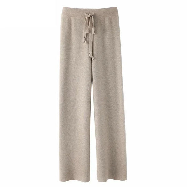 Winter High Waisted Loose Wool Trousers