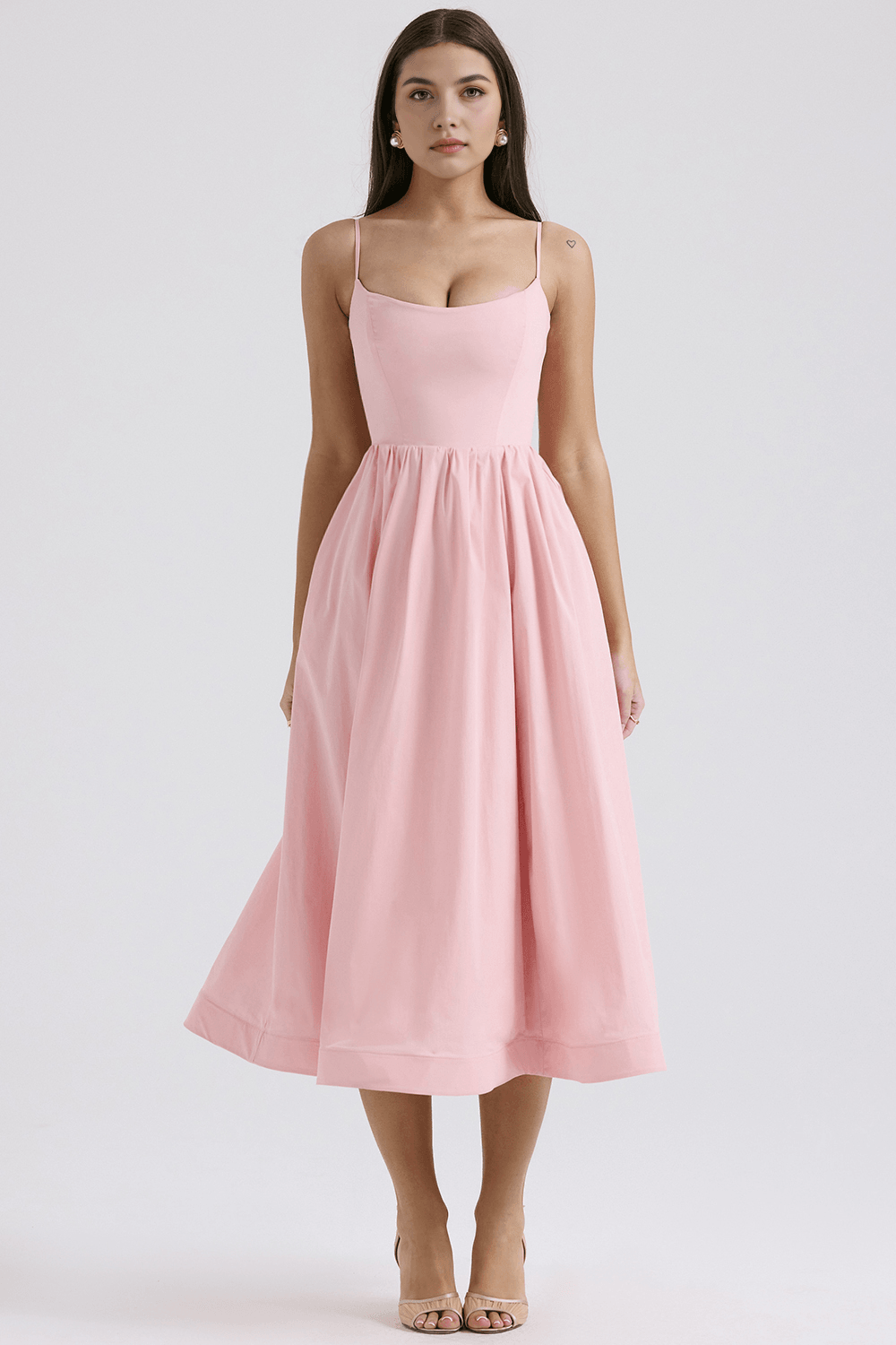 Vestido Midi Rosa Crepé Sofía