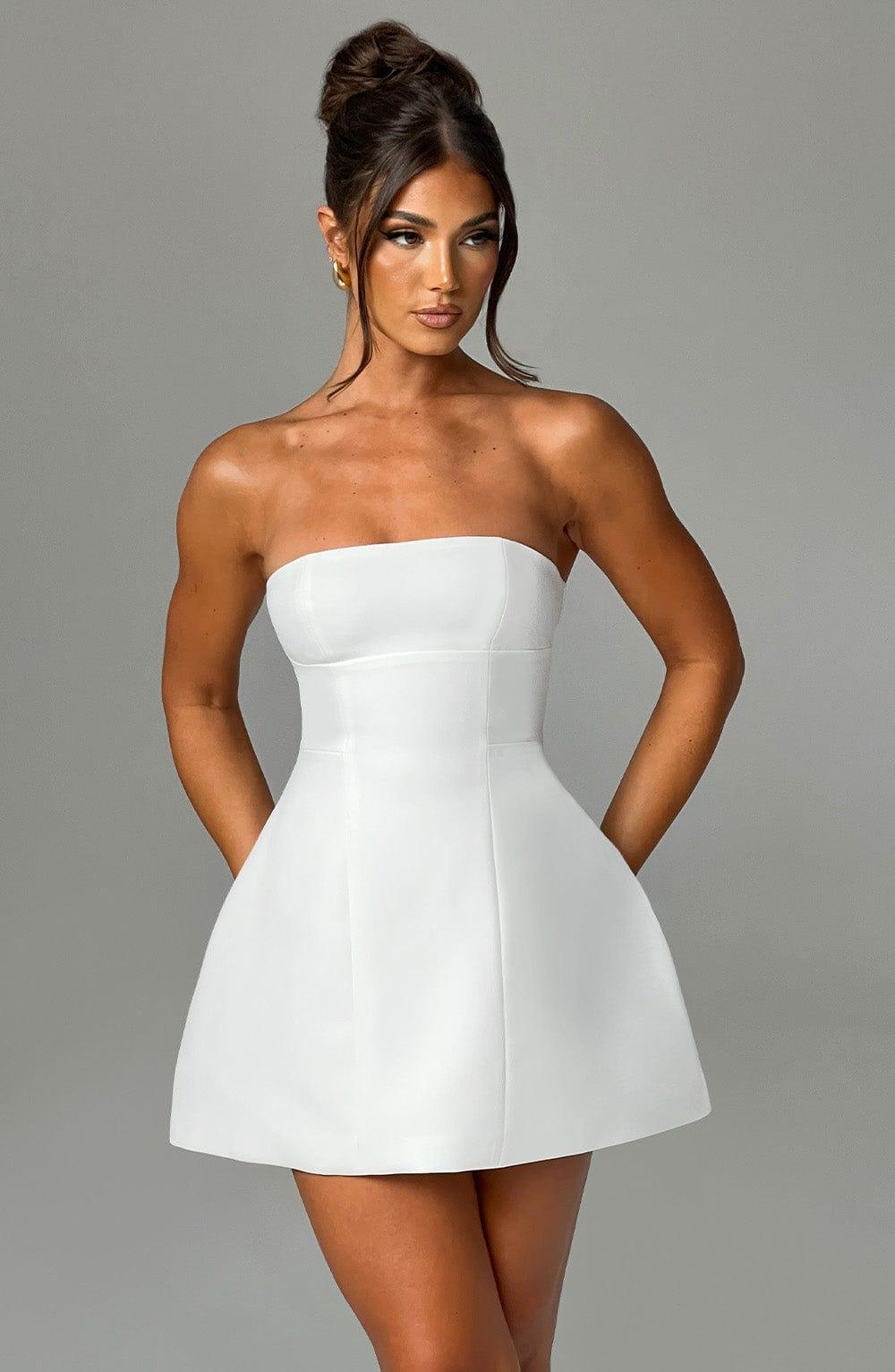 Vestido Mini Marfil Crepé Burbuja Asha