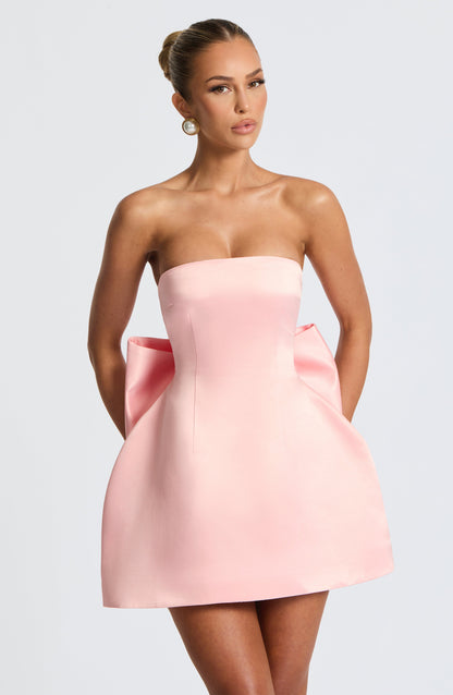 Vestido Mini Rosa Satinado Burbuja Maria