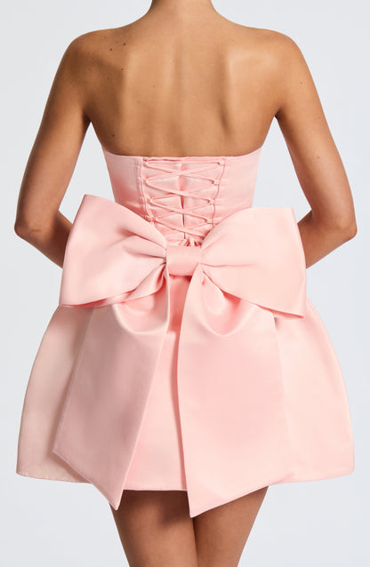 Vestido Mini Rosa Satinado Burbuja Maria