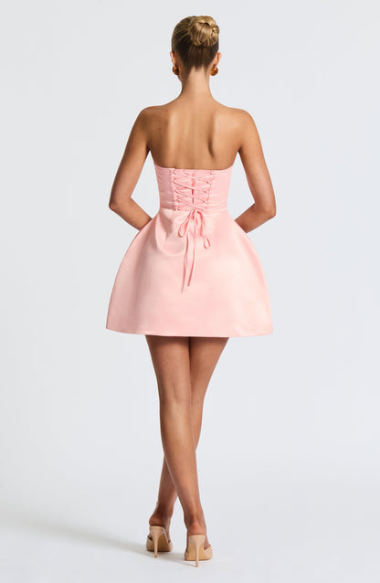 Vestido Mini Rosa Satinado Burbuja Maria