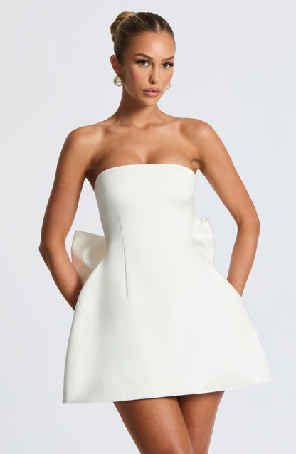 Vestido Corto Marfil Lazo Maria