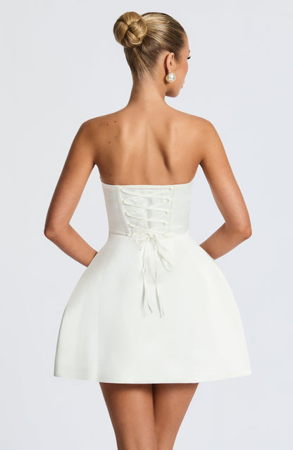 Vestido Corto Marfil Lazo Maria