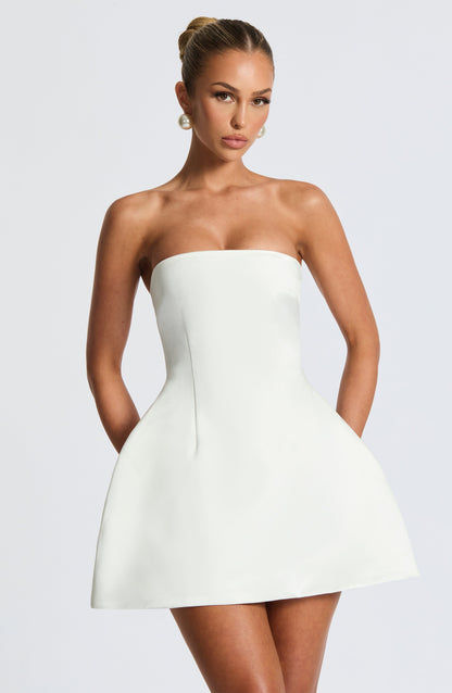 Vestido Corto Marfil Lazo Maria