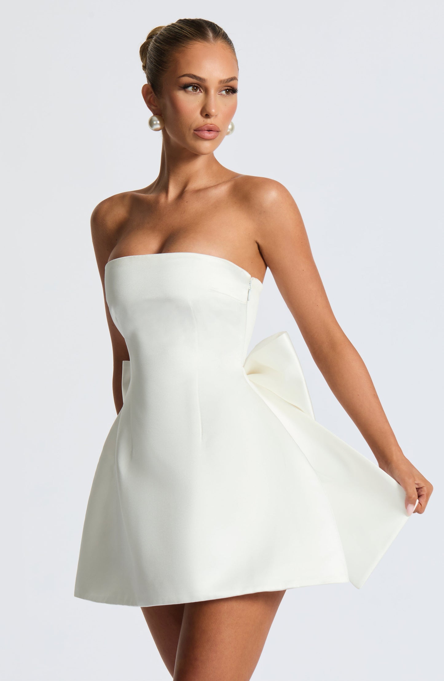 Vestido Corto Marfil Lazo Maria