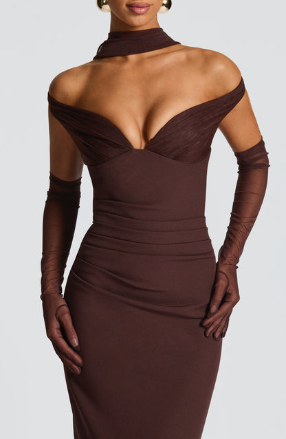 Vestido Largo Ciruela Plisado Isabel