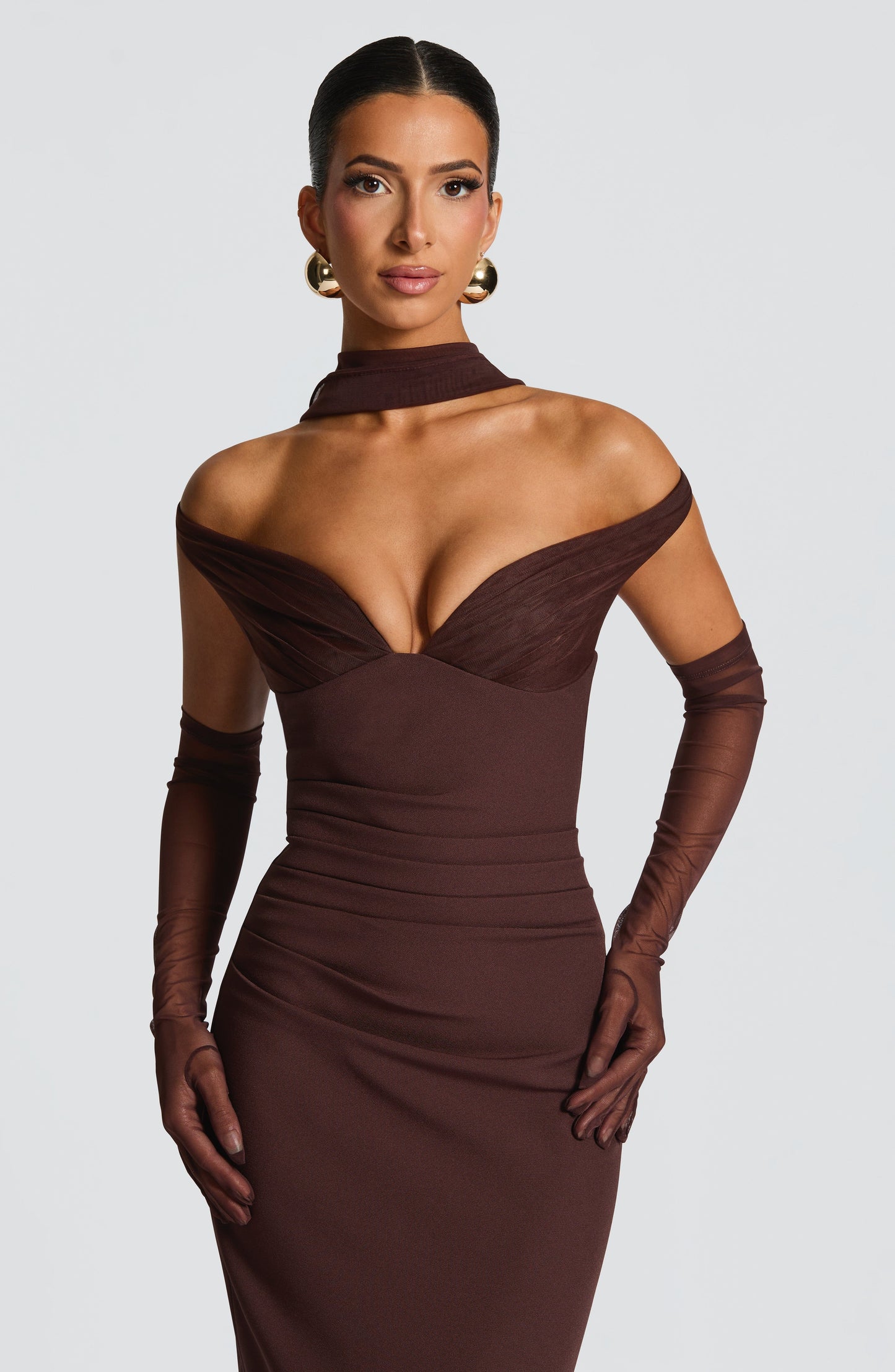Vestido Largo Ciruela Plisado Isabel