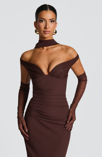 Vestido Largo Ciruela Plisado Isabel