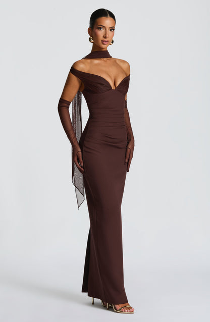 Vestido Largo Ciruela Plisado Isabel