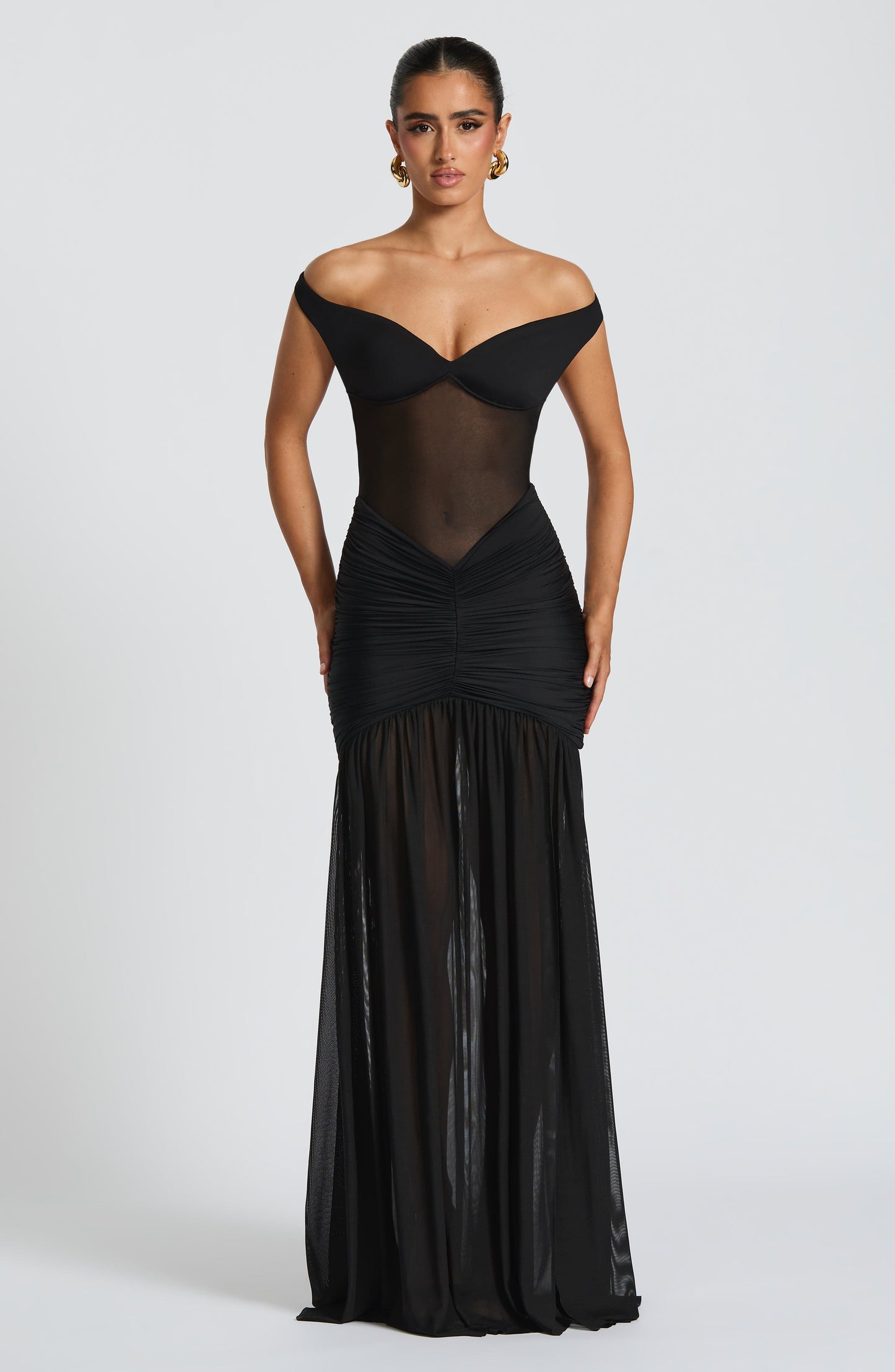 Vestido Largo Negro Malla Lucia