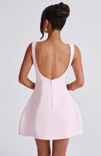 Vestido Corto Rosa Fiesta Abullonada Laura