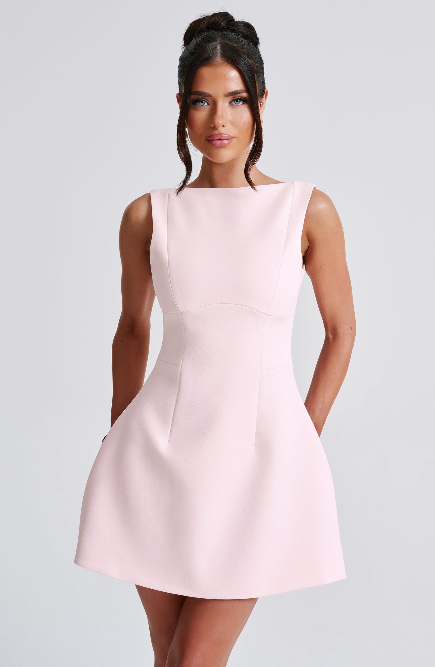 Vestido Corto Rosa Fiesta Abullonada Laura