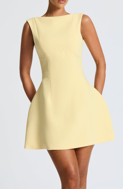 Vestido Mini Amarillo Crepé Burbuja Laura
