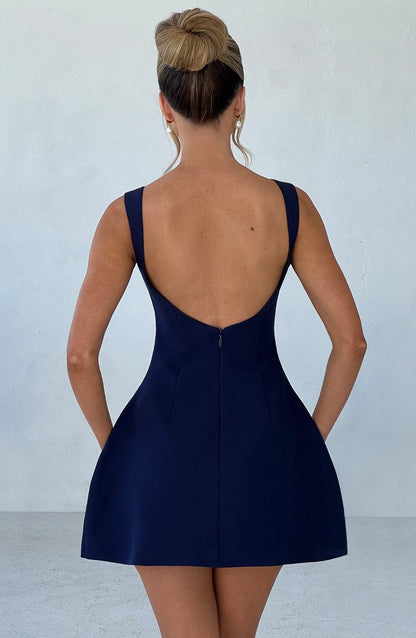 Vestido Mini Azul Marino Fiesta Burbuja Laura