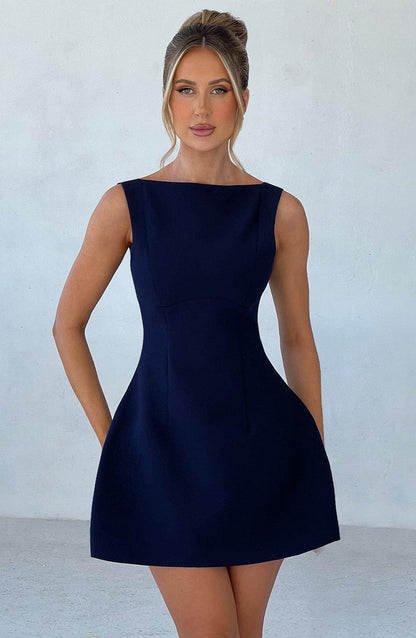 Vestido Mini Azul Marino Fiesta Burbuja Laura