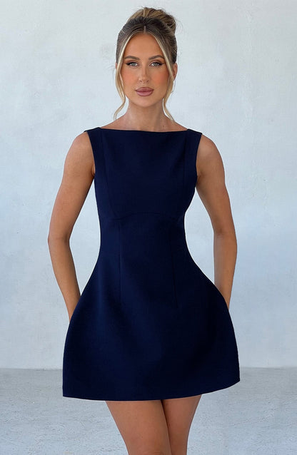 Vestido Mini Azul Marino Fiesta Burbuja Laura