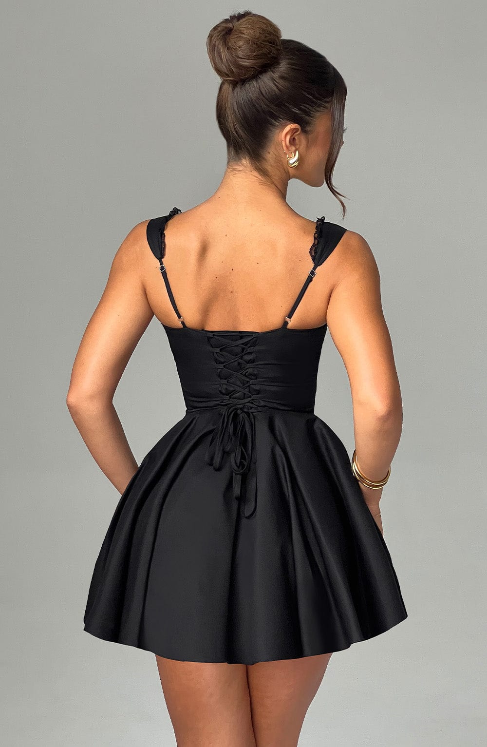 Vestido Mini Negro Corsé Lazo Antonela
