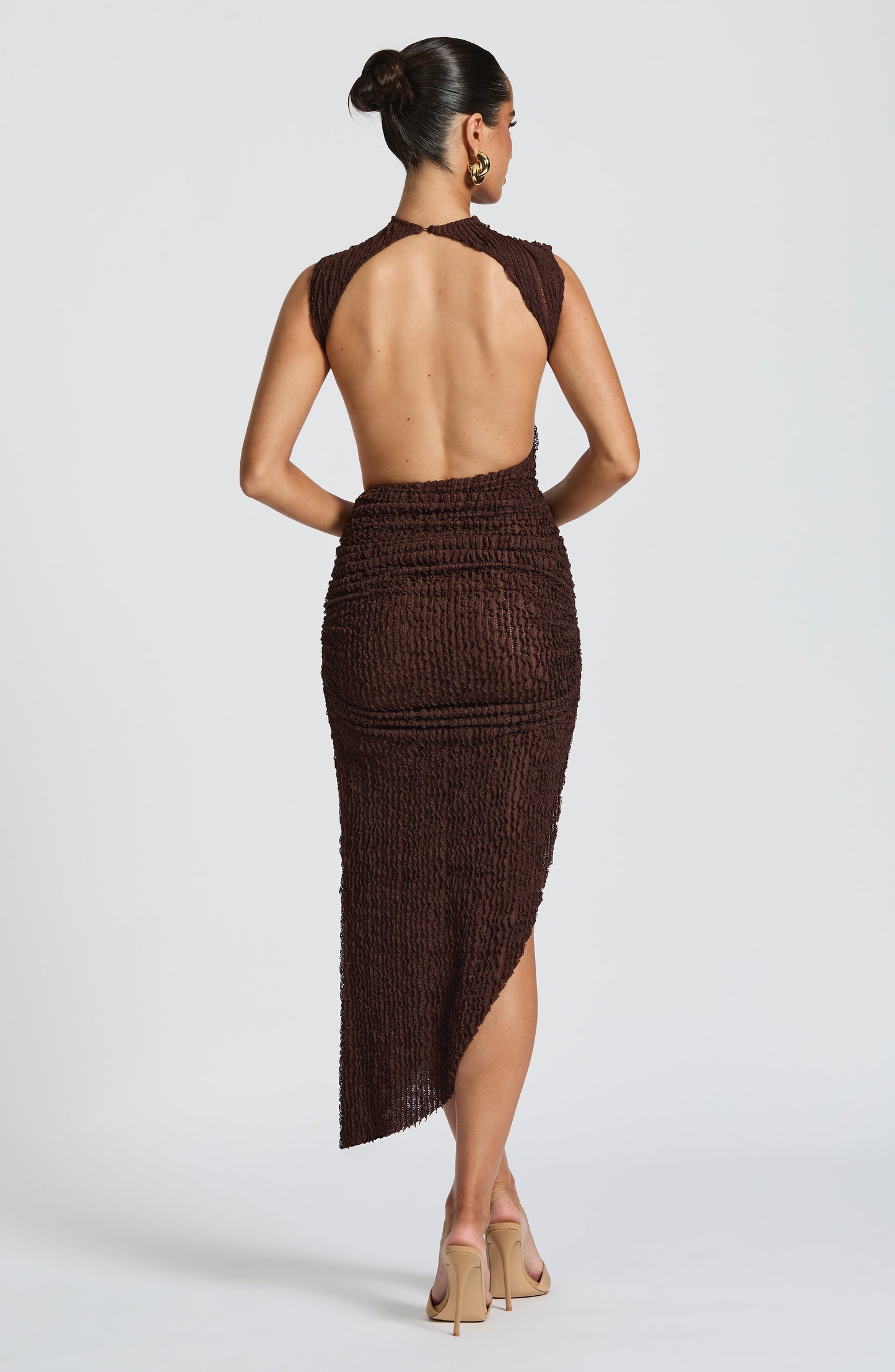 Vestido Midi Ciruela Escote Corazón Afrodita